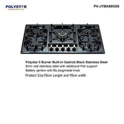Polystar 90cm 5 Burner Gas Hob Stainless Steel | PV-JYBA90G5S - deluxe.com.ng