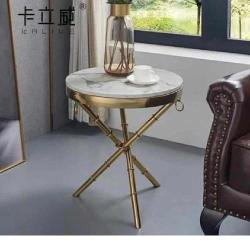 QUALITY DESIGNED WHITE MARBLE ROUND SIDE STOOL - AVAILABLE (MOBIN) - deluxe.com.ng