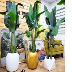 WHITE, GOLD FIBRE MEDIUM FLOWER POTS (PEGLO) - DELUXE.COM.NG