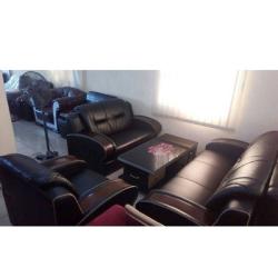 DARK BROWN 7 SEATERS SOFA SOFA LEATHER (BENFU)