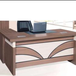 BROWN & CREAM OFFICE TABLE WITH EXTENSION (OFU)