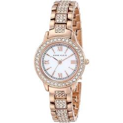 ANNE KLEIN AK/1492MPRG WOMEN’S CRYSTAL ACCENTED ROSE GOLD-TONE BRACELET WATCH 