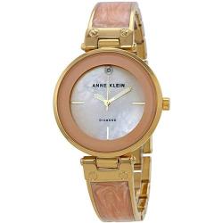 ANNE KLEIN AK/2512LPGB WOMEN’S DIAMOND-ACCENTED MOP DIAL GOLD BANGLE WATCH - Deluxe.com.ng