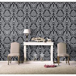 BLACK AND SILVER ORNAMENT WALLPAPER - 280241