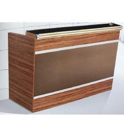 QUALITY WOODEN EXECUTIVE BROWN OFFICE FRONT DESK - AVAILABLE (NOFU)