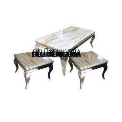 Marble Table And Side Stools Furniture ( 2 Sides Stools) 