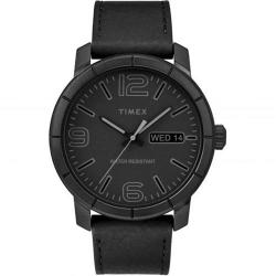 TIMEX TW2R64300 MEN'S MOD 44 CLASSIC DRESS BLACK DIAL LEATHER WATCH