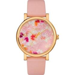 TIMEX T2R663 WOMEN'S CRYSTAL BLOOM SWAROVSKI DIAL LEATHER WATCH