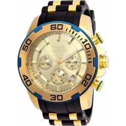 INVICTA 22345 MEN’S PRO DIVER QUARTZ CHRONOGRAPH GOLD DIAL SILICONE LARGE SIZE WATCH