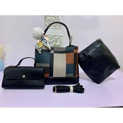 WOMEN'S LUXURY 3 PIECE HAND BAG WITH SHOULDER LOCK - deluxe.com.ng