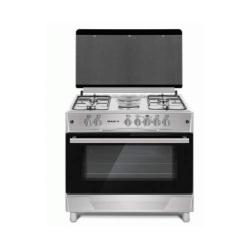 BRUHM  90*60 STANDING GAS COOKER WITH FAN (4 GAS BURNER + 2 ELECTRIC) BLACK | BGC-9642S -deluxe.com.ng