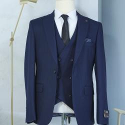 EXECUTIVE DARK BLUE 3 PIECE TURKEY SUIT WITH ONE BUTTON-deluxe.com.ng