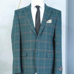 EXECUTIVE DARK GREEN AND BROWN CHECKER TURKEY BLAZER [SWNL]