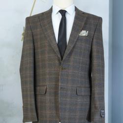 EXECUTIVE DARK GREY AND BROWN CHECKER TURKEY BLAZER [SWNL]