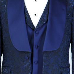 EXECUTIVE NAVY BLUE 3 PIECE DESIGNED TURKEY SUIT WITH BLUE BUTTON