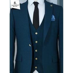 RITZY MEN'S GREEN FLOWER LIKE 3 PIECE SUIT |SUT 024 (AVAILABLE IN ALL SIZES) 