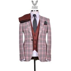 RITZY RED PLAIN MEN'S 3 PIECE SUIT|SUT 017 (AVAILABLE IN ALL SIZES) 