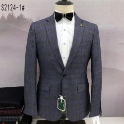 LIGHT GREY AND BLUE STRIPPED BLAZER (SWNL)-deluxe.com.ng