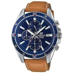 CASIO GENTS EFR-546L-2AVUDF EDIFICE CHRONOGRAPH BLUE DIAL TAN LEATHER WATCH 