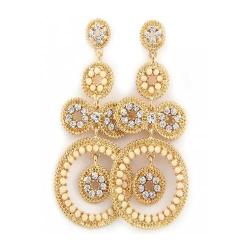 Ivory Bead & Crystal Earrings  (KLS)