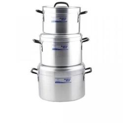 Kitchen King Set Of 3 Aluminium Cooking Pots And Non-Stick Spoon  -   deluxe.com.ng