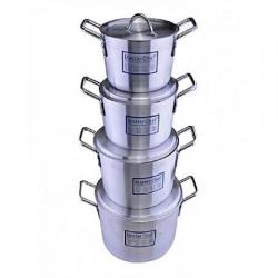Master Chef 4pcs Aluminium Cooking Pot Set – Silver - deluxe.com.ng