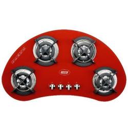 Nesta Curved 4-Big Burner Glass Gas Hob - Red - deluxe.com.ng