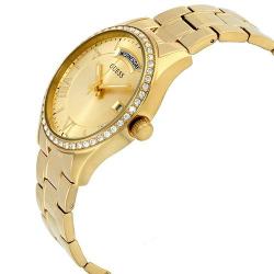 GUESS U0764L2 Women’s Dressy Gold-Tone Stainless Steel Multi-Function Watch with Day & Date