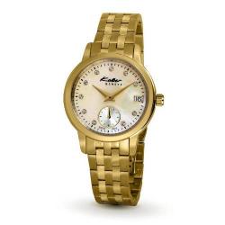 KOLBER GENEVE K1122221954 WOMEN’S ROUND YELLOW MOP DIAL STAINLESS STEEL MEDIUM-SIZED WATCH