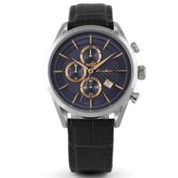 KOLBER GENEVE K9050101377 MEN’S CHRONOGRAPH LES SPORTIVES BLACK LEATHER WATCH