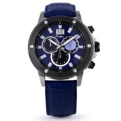 KOLBER GENEVE K9051161452 MEN’S CHRONOGRAPH LES SPORTIVES BLUE LEATHER WATCH