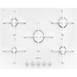 Smeg Gas Hob | 74cm PV175CB Linea 5 Burner Gas-on-glass Hob With Straight Edge Glass - White - deluxe.com.ng