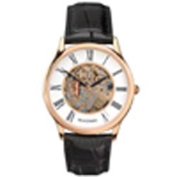 SEKONDA SK1203 MEN'S BLACK LEATHER SKELETON DIAL SMALL SIZE WATCH