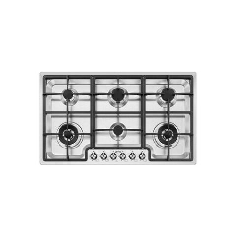 Smeg Gas Hob | 87cm PGF96 Classic 6 Burner Gas Hob - Stainless Steel - deluxe.com.ng 