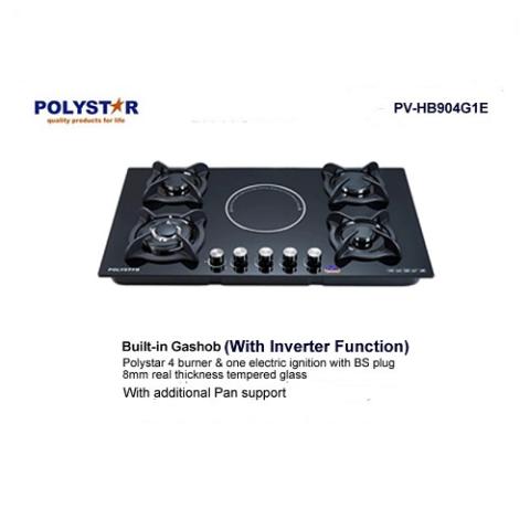 POLYSTAR 90CM 4+1 TEMPERED GLASS (INVERTER) BUILT IN GASHOB – PV-HB904G1E - deluxe.com.ng