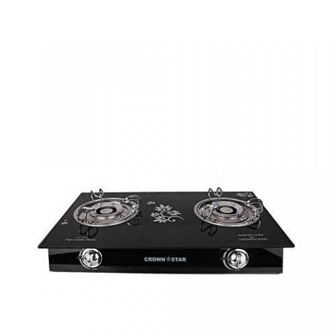  Crown Star Crown Star 2 Burner Glass Top -Table Gas Cooker-deluxe.com.ng